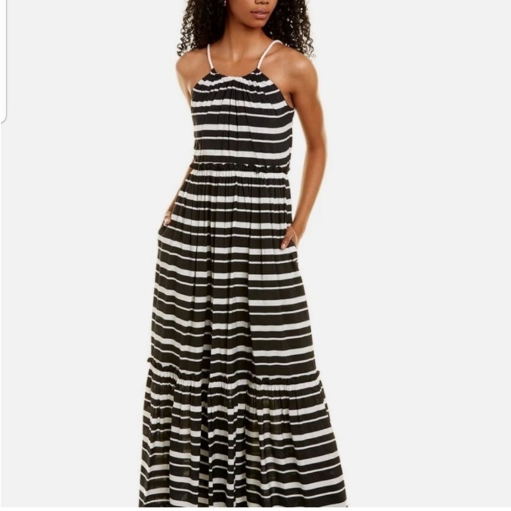 Jonathan Simkhai Swim Maxi Dress Rope Striped Halter XS Beach Vacation Summer